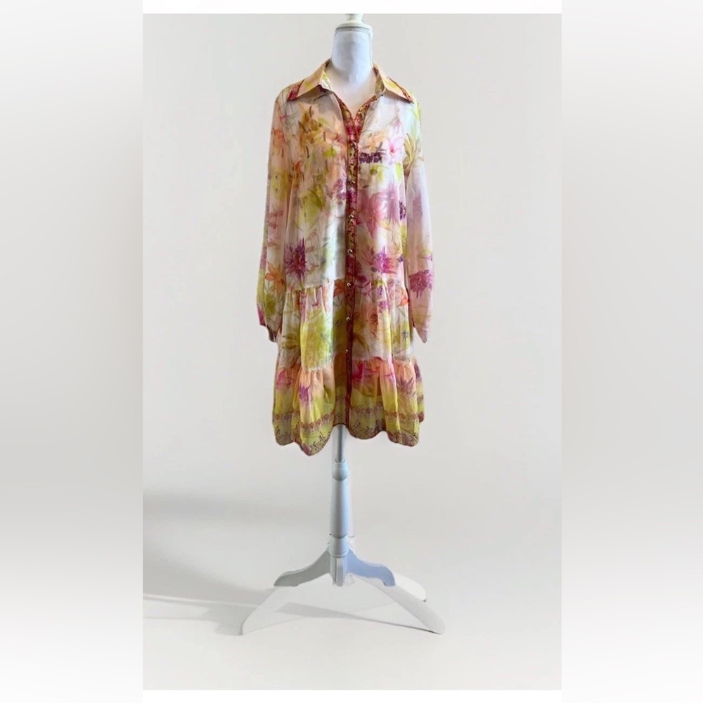 BEULAH Style, Floral Mini Dress, Two Piece Set, Yellow & Pink, Size Large NWT